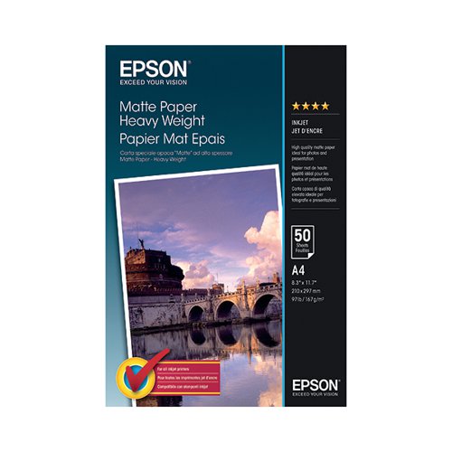 EPSON MATTE INKJET PAPER HEAVYWEIGHT A4 167GSM (PACK OF 50)