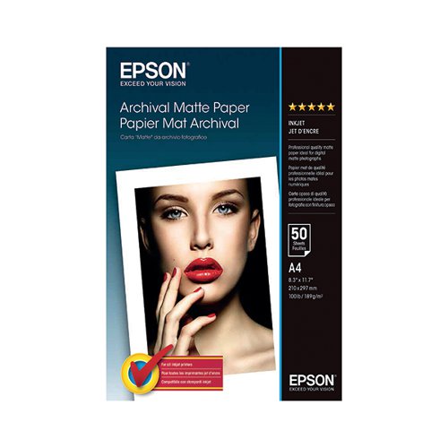 EPSON ARCHIVAL MATTE PAPER A4 189GSM (PACK OF 50) C13S041342