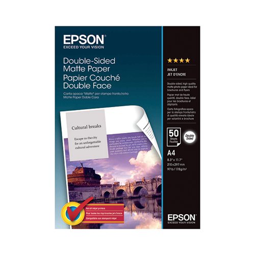 EPSON DOUBLE-SIDED MATTE A4 PHOTO PAPER HEAVYWEIGHT (PACK OF