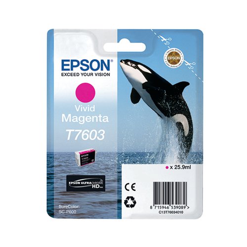 EPSON T7603 KILLER WHALE ULTRACHROME HD INK CARTRIDGE VIVID MAGENTA C13T76034010