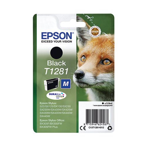 EPSON T1281 FOX DURABRITE ULTRA INK CARTRIDGE BLACK C13T1281