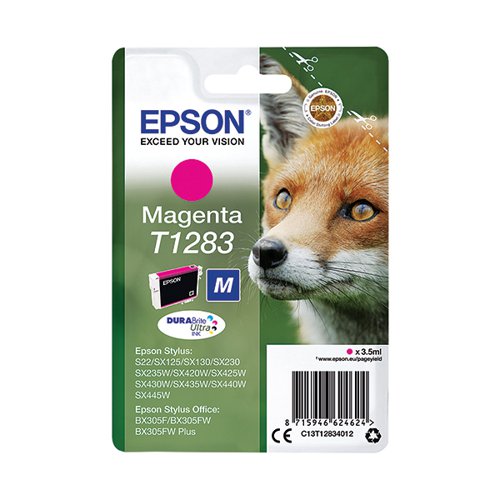 EPSON T1283 FOX DURABRITE ULTRA INK CARTRIDGE MAGENTA C13T12
