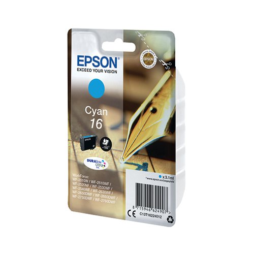 EPSON 16 PEN AND CROSSWORD DURABRITE ULTRA INK CARTRIDGE CYA