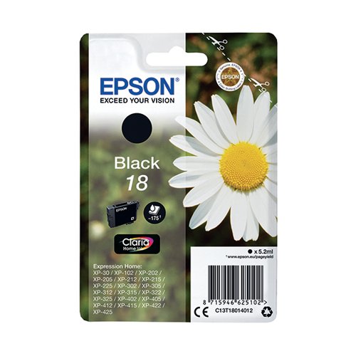 EPSON 18 DAISY CLARIA HOME INK CARTRIDGE BLACK C13T18014012