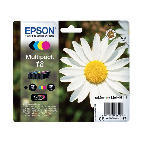 EPSON 18 DAISY CLARIA HOME INK CARTRIDGE CMYK MULTIPACK C13T