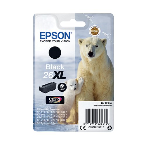 EPSON 26XL POLAR BEAR INK CARTRIDGE HIGH YIELD BLACK C13T262