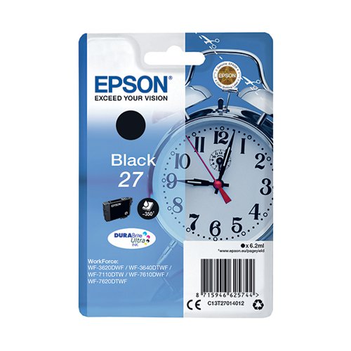 EPSON 27 ALARM CLOCK DURABRITE ULTRA INK CARTRIDGE BLACK C13