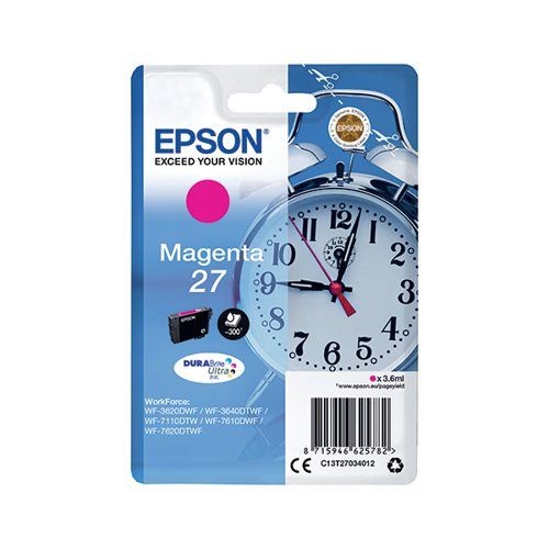 EPSON 27 ALARM CLOCK DURABRITE ULTRA INK CARTRIDGE MAGENTA C