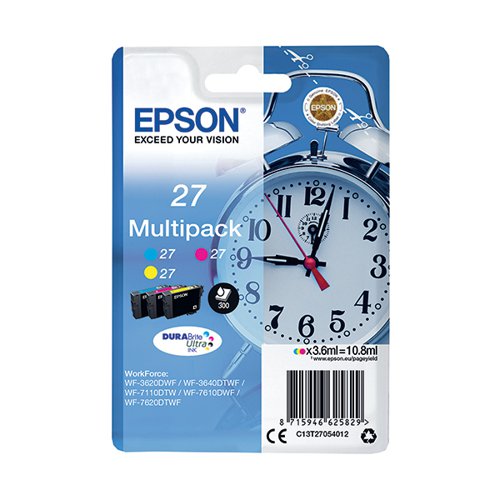 EPSON 27 ALARM CLOCK DURABRITE ULTRA INK CARTRIDGE CMY MULTI