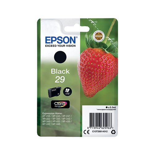 EPSON 29 STRAWBERRY CLARIA HOME INK CARTRIDGE BLACK C13T2981