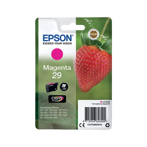 EPSON 29 STRAWBERRY CLARIA HOME INK CARTRIDGE MAGENTA C13T29