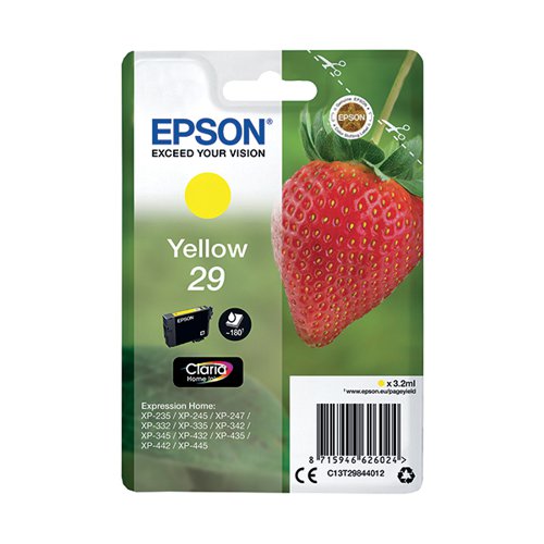 EPSON 29 STRAWBERRY CLARIA HOME INK CARTRIDGE YELLOW C13T298