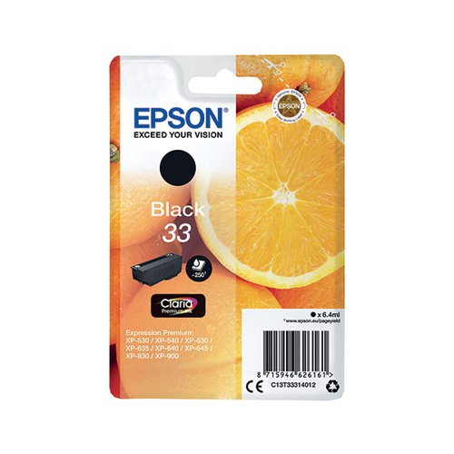 EPSON 33 ORANGES INK CARTRIDGE BLACK C13T33314012