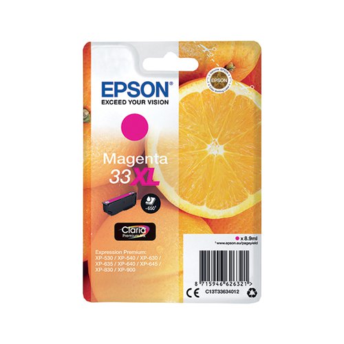 EPSON 33XL ORANGES INK CARTRIDGE HIGH YIELD MAGENTA C13T3363