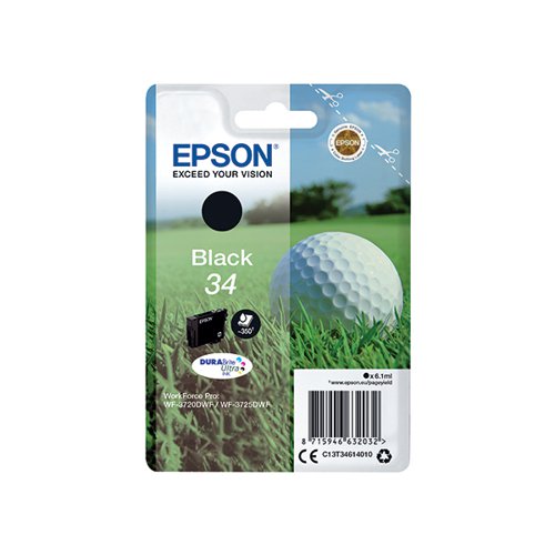 EPSON 34 GOLF BALL DURABRITE ULTRA INK CARTRIDGE BLACK C13T3