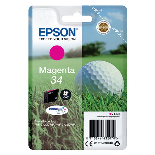 EPSON 34 GOLF BALL DURABRITE ULTRA INK CARTRIDGE MAGENTA C13