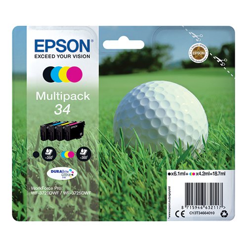 EPSON 34 GOLF BALL DURABRITE ULTRA INK CARTRIDGE CMYK MULTIP