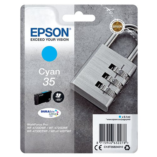 EPSON 35 PADLOCK DURABRITE ULTRA INK CARTRIDGE CYAN C13T3582