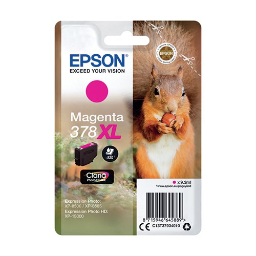 EPSON 378XL SQUIRREL INK CARTRIDGE HIGH YIELD MAGENTA C13T37