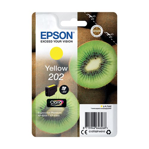 EPSON 202 KIWI CLARIA PREMIUM INK CARTRIDGE YELLOW C13T02F44