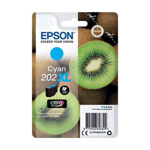 EPSON 202XL KIWI CLARIA PREMIUM INK CARTRIDGE HIGH YIELD CYA