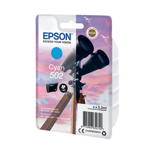EPSON 502 BINOCULARS INK CARTRIDGE CYAN C13T02V24010