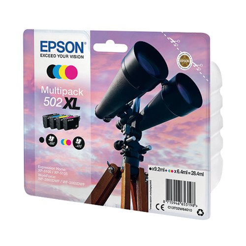 EPSON 502XL BINOCULARS INK CARTRIDGE HIGH YIELD CMYK MULTIPA