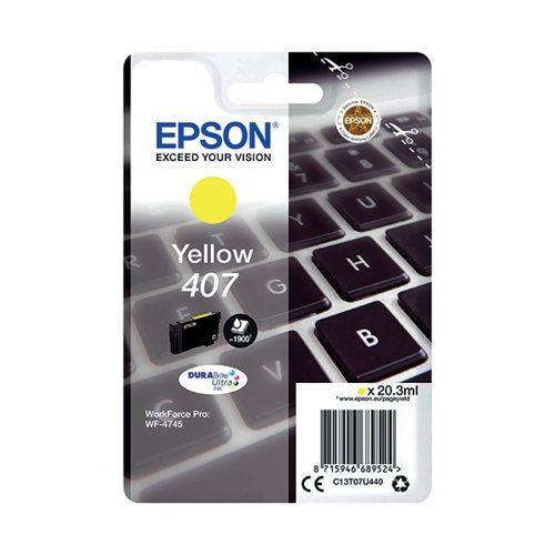 EPSON 407 KEYBOARD DURABRITE ULTRA INK CARTRIDGE YELLOW C13T