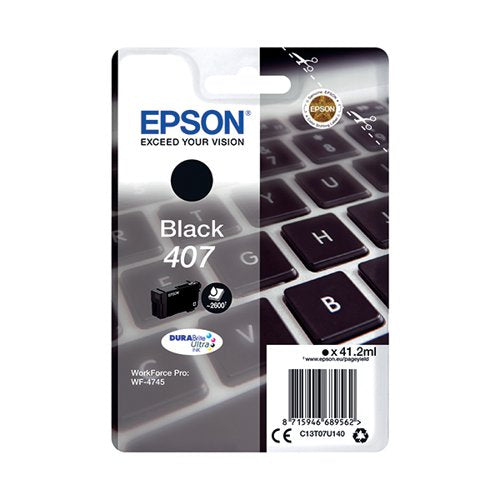 EPSON 407 KEYBOARD DURABRITE ULTRA INK CARTRIDGE BLACK C13T0