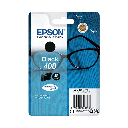 EPSON 408 GLASSES DURABRITE ULTRA INK CARTRIDGE BLACK C13T09