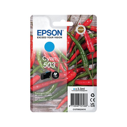 EPSON 503 CHILLIES INK CARTRIDGE CYAN C13T09Q24010