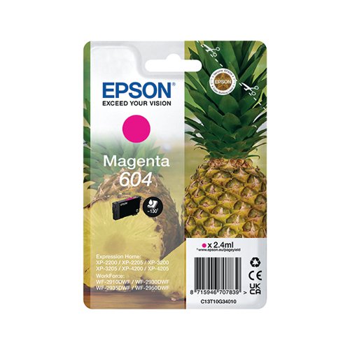 EPSON 604 PINEAPPLE INK CARTRIDGE MAGENTA C13T10G34010