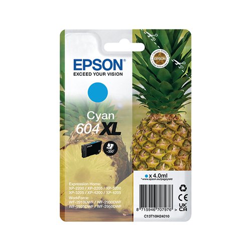 EPSON 604XL PINEAPPLE INK CARTRIDGE HIGH YIELD CYAN C13T10H2