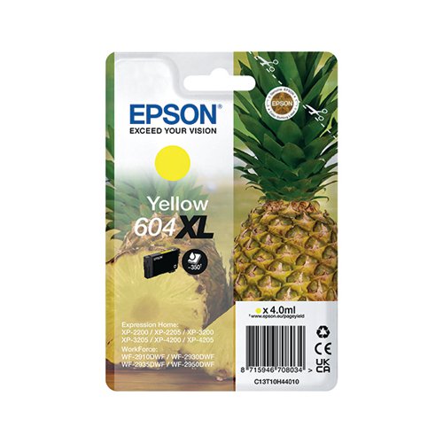 EPSON 604XL PINEAPPLE INK CARTRIDGE HIGH YIELD YELLOW C13T10
