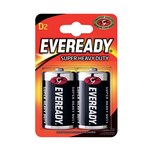 EVEREADY SUPER HEAVY DUTY SIZE D BATTERIES (PACK OF 2) R20B2