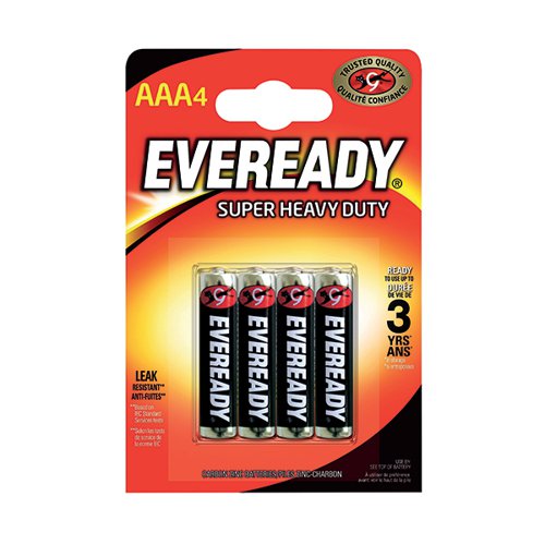 EVEREADY SUPER HEAVY DUTY AAA BATTERIES (PACK OF 4) RO3B4UP