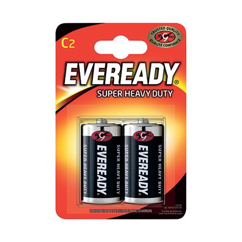 EVEREADY SUPER HEAVY DUTY SIZE C BATTERIES (PACK OF 2) R14B2
