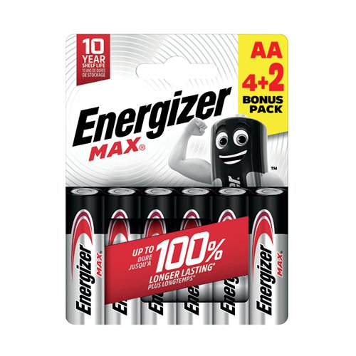 ENERGIZER MAX AA BATTERY (4+2) (PACK OF 6) E303328500