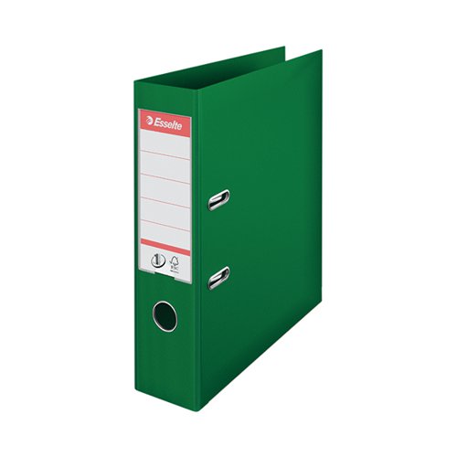ESSELTE NO 1 LEVER ARCH FILE SLOTTED 75MM A4 GREEN (PACK OF