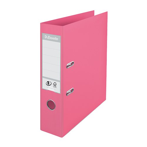 ESSELTE 75MM LEVER ARCH FILE POLYPROPYLENE A4 RASPBERRY (PAC