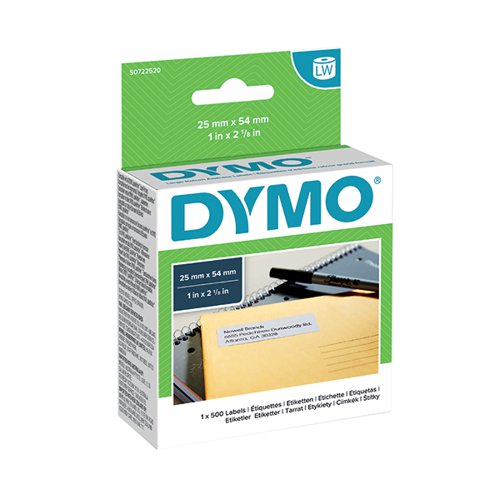 DYMO 11352 LABELWRITER LABELS 54MM X 25MM WHITE (PACK OF 500