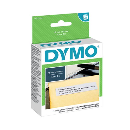 DYMO 11355 MULTIPURPOSE LABELS 19MMX51MM WHITE (PACK OF 500)