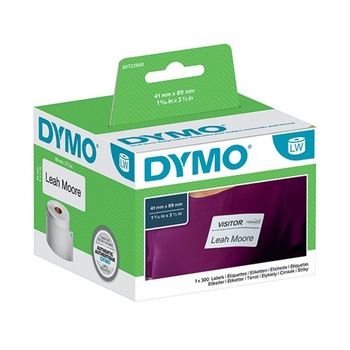 DYMO 11356 NAME BADGE LABELS 89MM X 41MM (PACK OF 300) S0722