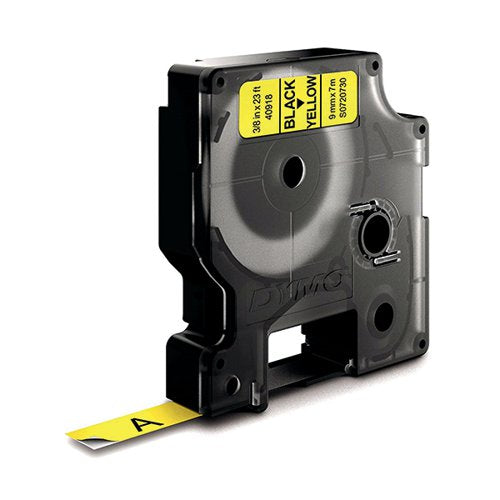 DYMO 40918 D1 LABELMAKER TAPE 9MM X 7M BLACK ON YELLOW S0720