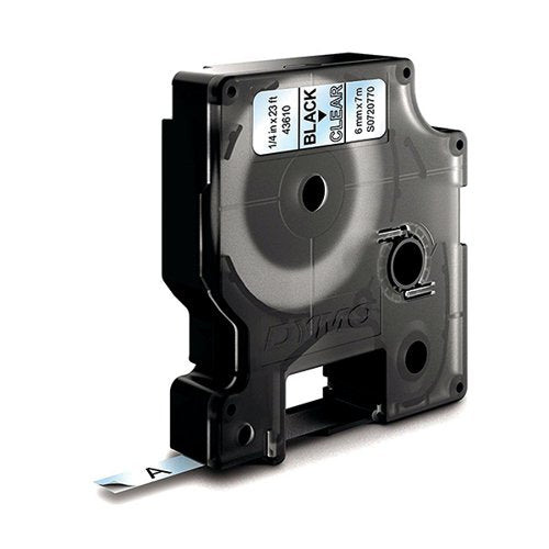 DYMO 43610 D1 LABELMAKER TAPE 6MM X 7M BLACK ON CLEAR S07207