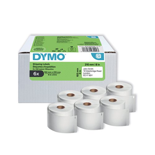 DYMO LABELWRITER DHL SHIPPING LABELS 140 PER ROLL 102X210MM SELF-ADHESIVE WHITE (PACK OF 6) 2177565
