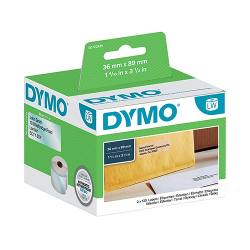 DYMO LABELWRITER LARGE ADDRESS LABELS 89MM X 36MM CLEAR (PACK OF 260) S0722410