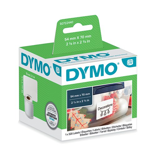DYMO 99015 LABELWRITER LARGE MULTIPURPOSE LABELS 70MM X 54MM (PACK OF 320) S0722440