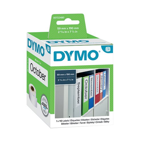 DYMO 99019 LABELWRITER LEVER ARCH FILE LABELS 190MM X 59MM (PACK OF 110) S0722480