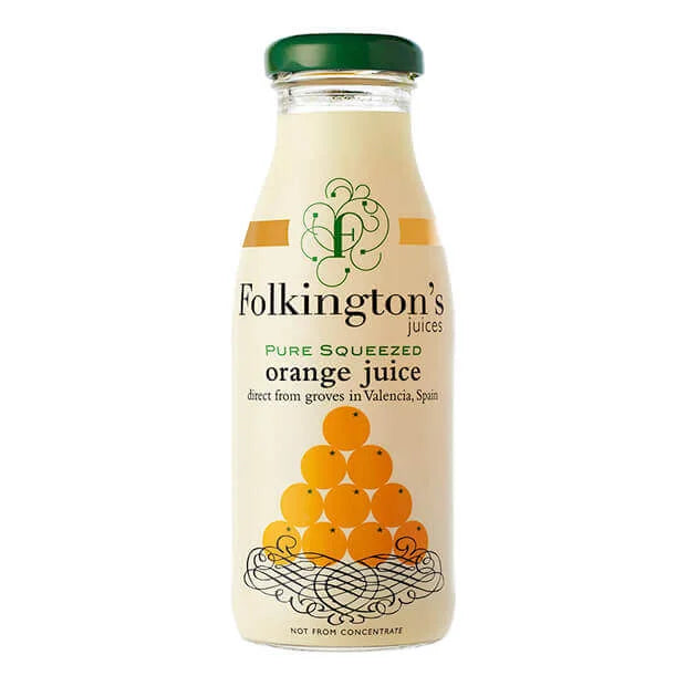 FOLKINGTONS ORANGE JUICE GLASS BOTTLES (250ml) x 12